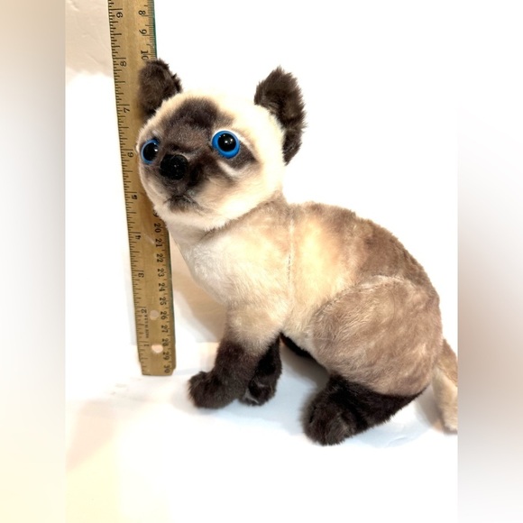 Realistic Siamese Cat Plush 8” Kitten Stuffy Stuffed Animal - Picture 2 of 4